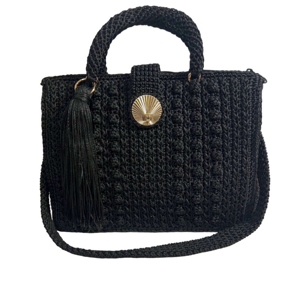 Handcrafted Black Sling Women's Handbag